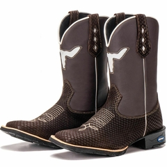 Imagem do Bota Texana Country Forma Bico Quadrado Snake Bordado