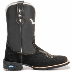 Bota Botina Texana Country Montaria Em Couro Snake Forma Bico Quadrado Cano Longo