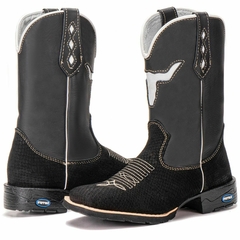 Bota Botina Texana Country Montaria Em Couro Snake Forma Bico Quadrado Cano Longo - loja online