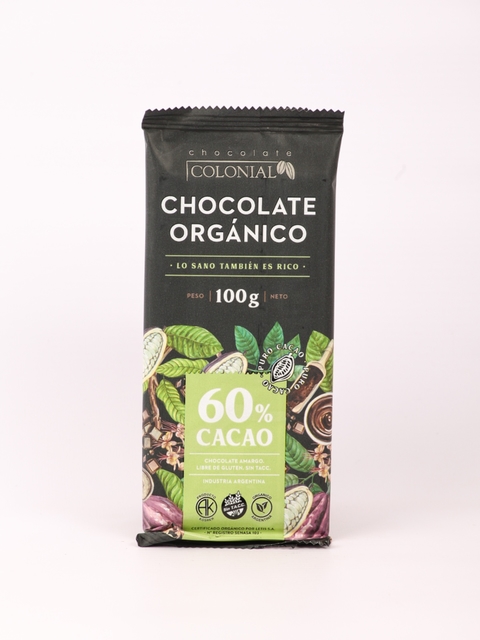 CHOCOLATE ORGANICO 60% CACAO 100GR COLONIAL