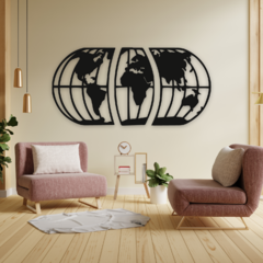 Wood Wall Art - Tríptico Mundo