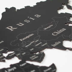 Wood Wall Art - Mapa Mundi [ con División Politica - Negro ] - tienda online