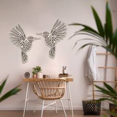 Wall Art 3D - Dúo Colibrí #2 { Mediterráneo } - tienda online