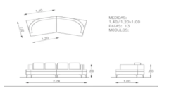 Imagen de B10-S014 Sillón Dos Cuerpos Angulado