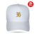 Boné snapback branco com logotipo bordado em dourado.