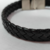 pulseira de couro trançado sintético preta 