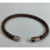 pulseira de couro sintético trançado envernizado marrom com preto feche magnético