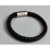 pulseira de couro sintético trançado preta feche magnético