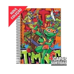 Caderno Universitário Capa Dura 1 Matéria 80 Folhas Tartarugas Ninja - Jandaia - Betel Papelaria