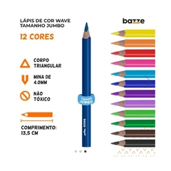 Lápis De Cor Wave Jumbo - 12 cores - Bazze - comprar online