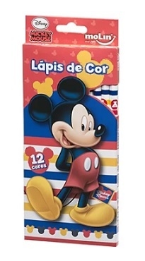 Lápis de Cor 12 Cores Sextavado Molin Mickey