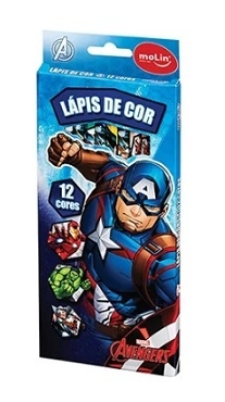 Lápis de Cor Avengers 12 Cores Sextavado Molin Capitão América