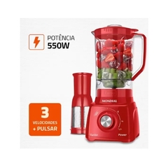 Liquidificador Mondial Turbo Power L-99 FB Vermelho 500W com 3 Velocidades - comprar online