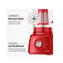 Imagem do Liquidificador Mondial Turbo Power L-99 FB Vermelho 500W com 3 Velocidades