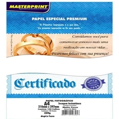 Papel Matte 220g Dupla Face A4 Fotográfico Branco Fosco Masterprint com 100 Folhas