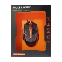 Mouse Gamer Multilaser 3200DPI 6 Botões Preto/Laranja com Mouse Pad - MO274