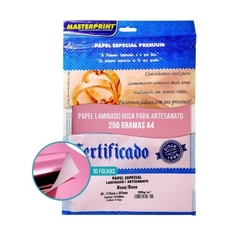 Papel Laminado Rosa A4 250g Lamicote para Artesanato Decorações Enfeites Lembrancinhas Pacote com 10 Folhas Masterprint