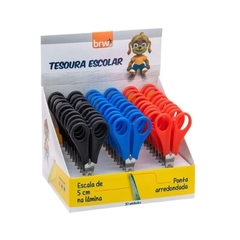 TESOURA ESCOLAR DE AÇO C/ RÉGUA 13CM