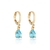 Brinco argolinha fechada com pingente gota azul folheado a ouro 18k - comprar online