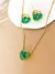 Conjunto Colar + Brinco de Coração Zircônia Verde- Folheado a Ouro