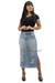 Saia Moda Evangélica Mulher Jeans Max Midi Navy Blue Gisela - comprar online