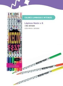 Lápices de Colores Neon x 6 Mooving - comprar online