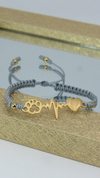 Pulsera huella, electro, corazón en gris metalizado