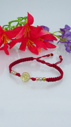 Pulsera san Benito piedras pequeño en rojo