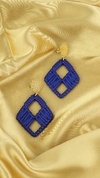 Aretes Iraca gruesa rombo azul