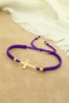 Pulsera cruz piedras en morado