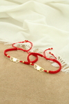 Pulsera silueta de corazón entrelazado en rojo