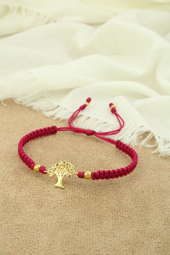 Pulsera árbol de la vida en vinotinto