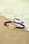 Pulsera silueta de corazón en morado