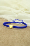 Pulsera corazón pasante liso en azul rey