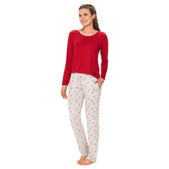 Pijama Feminino Longo Inverno Corações Peppy By Podiun - 235177