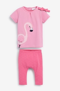 Trio Camiseta Leggings e Faixa Baby | Flamingo