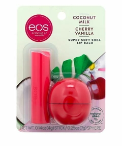 EOS, Protetor Labial, Leite de Coco e Baunilha com Cereja, Embalagem com 2 unidades, 11 g