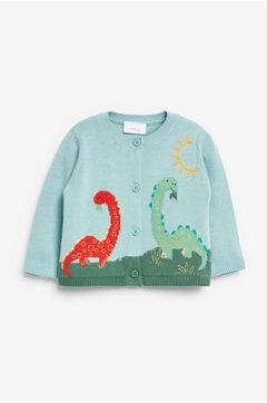 Blusa Cardigan em Tricot Infantil Bordado | Dino