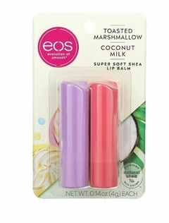 EOS, Protetor Labial, Marshmallow Torrado e Leite de Coco, 2 unidades 4 g