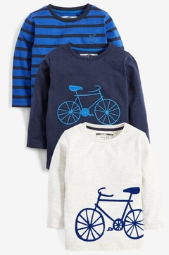Kit 3 Camisetas Infantil Manga Longa | Bicicleta