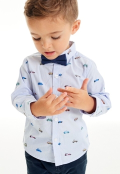 Camisa Infantil Manga Longa e Gravata Borboleta | Carros - comprar online