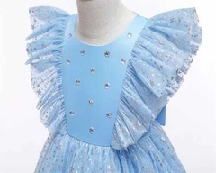 Vestido Princesa Azul Festa Menina Luxo na internet