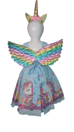 Vestido Temático de Unicórnio com Asinha e tiara 1 a 3 anos - comprar online
