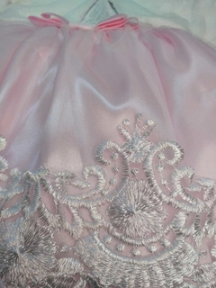 Vestido Festa Renda Estruturada Realeza Luxo Rosa + faixa de cabelo+ Bolero de pele - comprar online