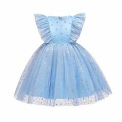 Vestido Princesa Azul Festa Menina Luxo - loja online