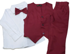 Conjunto Menino Bebe Festa Colete Gravata Marsala