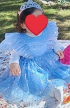 Vestido Princesa Azul Festa Menina Luxo
