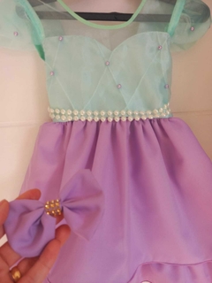 Vestido Festa Aniversario Ariel Pequena Sereia Lindo Luxo com presilha de cabelo na internet