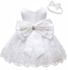 VESTIDO BEBE FESTA PRINCESA REALEZA RENDA ESTRUTURADA BRANCO - comprar online