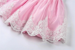 Vestido Princesa Renda Estruturada festa Luxo Rosa - loja online